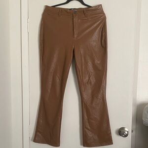 Paige Jeans Sasha Brown Faux Leather Pants 30 Boot Cut